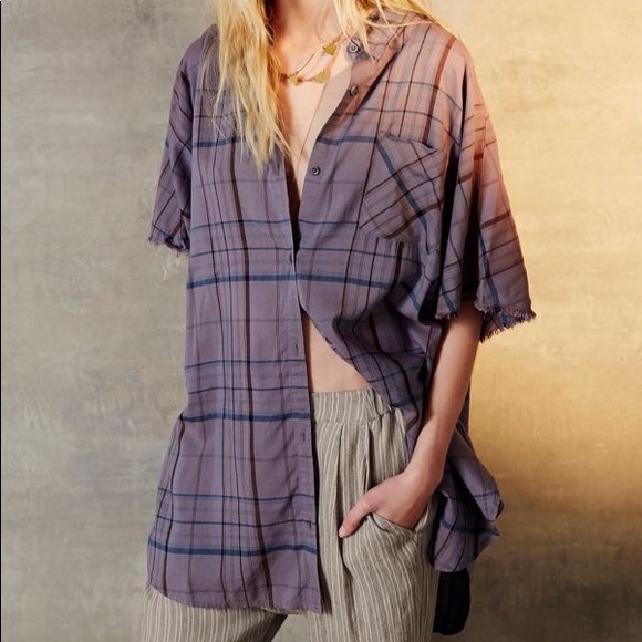 BDG Oversized Button Down Plaid Shirt - Picture 2 of 7